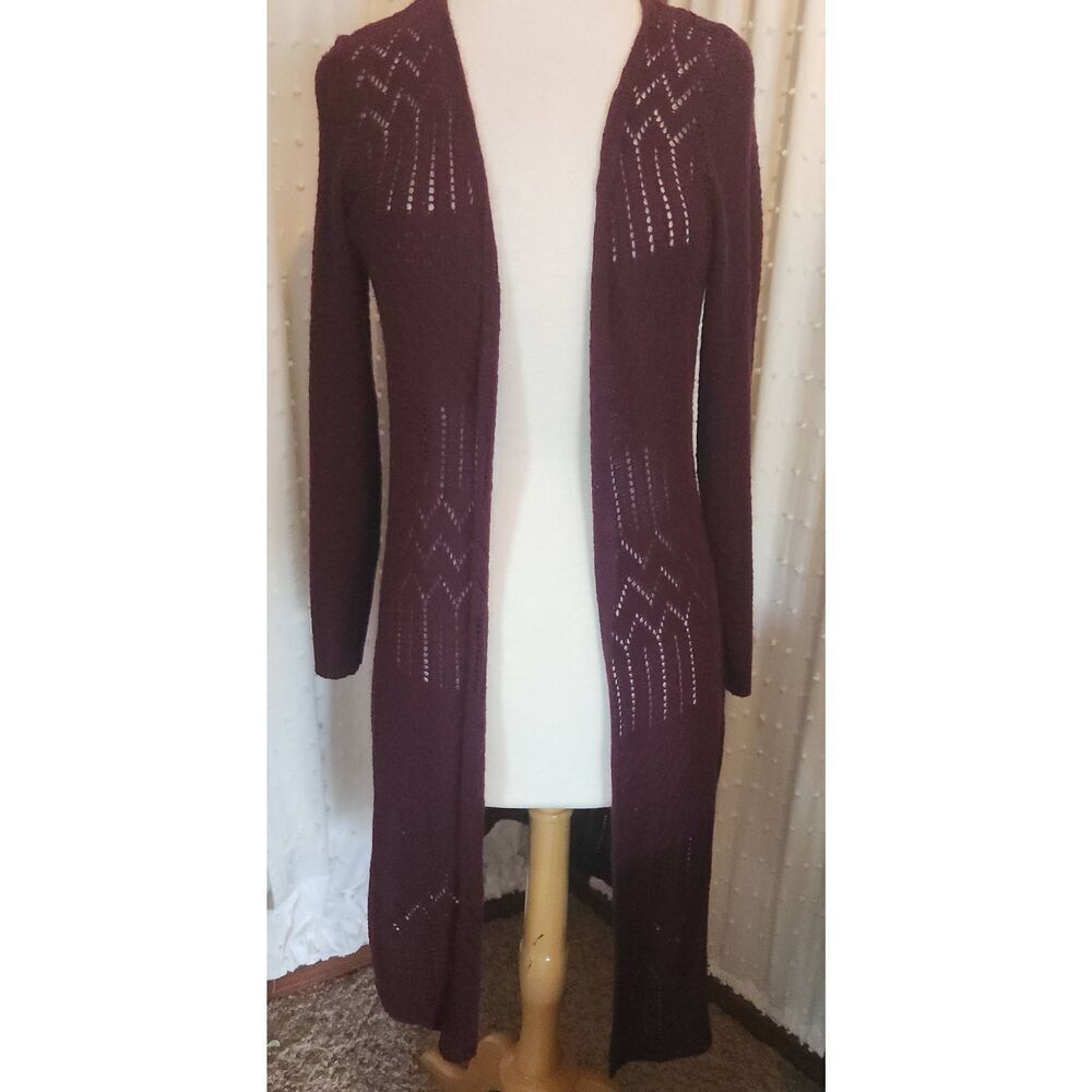 C10 Love Always long burgandy cardigan